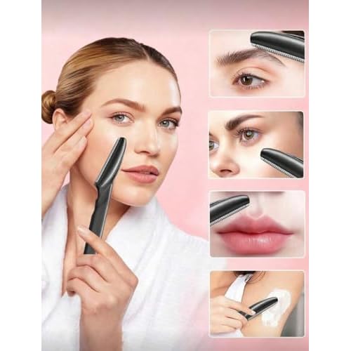 Professional Dermaplaner Set, Black Recycled Plastic, 12 Pack Face Razor for Men and Women, Multifunctional Facial Hair Trimmer and Exfoliating Tool with Stainless Steel Blade