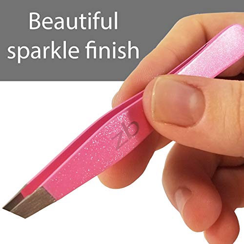 Tweezers ? Surgical Grade Stainless Steel - Slant Tip for Expert Eyebrow Shaping and Facial Hair Removal ? with Protective Pouch (Bubblegum Pink)