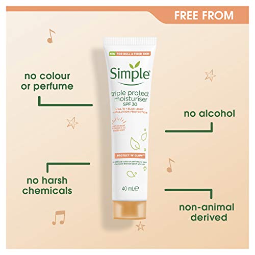 Simple Protect 'N' Glow SPF 30 For Glowing Skin Triple Protection Moisturiser Non-Chalky Vitamin C Face Cream 40 ml