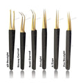 Alluring Black with Gold Tip Tweezers for Eyelash Extension - Pro Straight