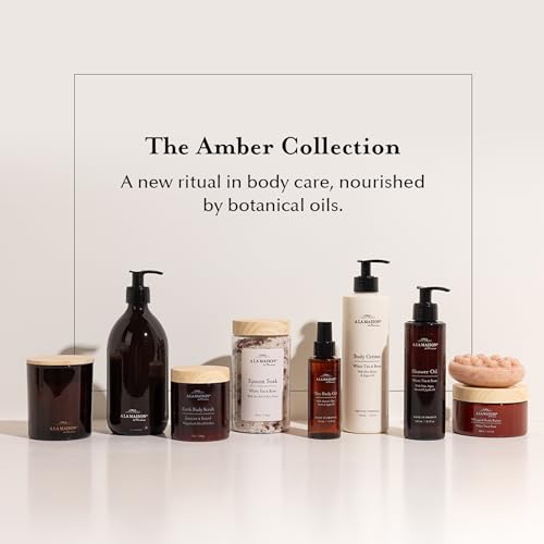 A LA MAISON Earth Body Scrub ? White Tea & Rose ? Natural Pumice Scrub with Shea Butter & Olive Oil ? Gently Exfoliates & Softens Skin ? French Formula ? Plant-Based ? 7 oz ? Amber Collection