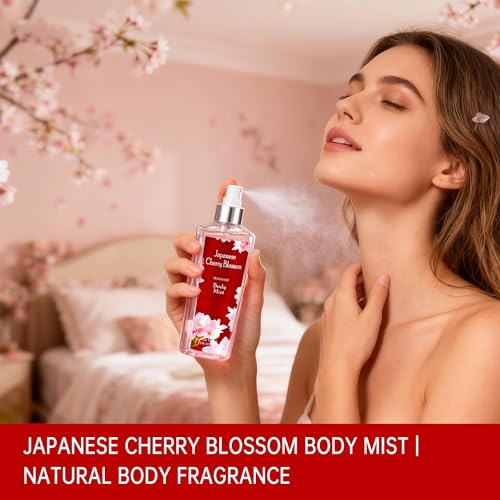 Japanese Cherry Blossom Bath and Body Care Set - Body Mist and Body Cream Set, Nourishing and Moisturizing Daily Skincare - 8fl.oz / 236mL Each (2-Piece Bundle£© (Pack of 2)