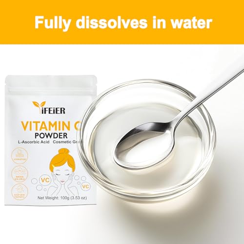 Vitamin C Powder for face | 100g(3.53oz) Cosmetic Grade Pure Vitamin C serum powder for Skin | L-Ascorbic Acid VC powder for DIY Serum, Creams | VC for face skin