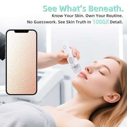 At-Home Skin & Scalp Analyzer - 2MP 1000X Wireless HD Microscope to Inspect Pores, Wrinkles & Hair Follicles, Connect to Your Phone or PC, Personal Beauty Magnifier for Home & Salon Use