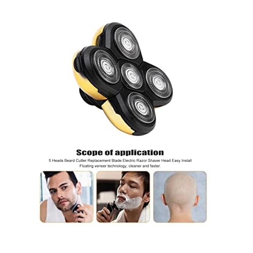 Replacement Shaver Head Blade,5 Heads Beard Replacement Blade,Universal Easy Install Electric Razor Shaver Head for Head and Face