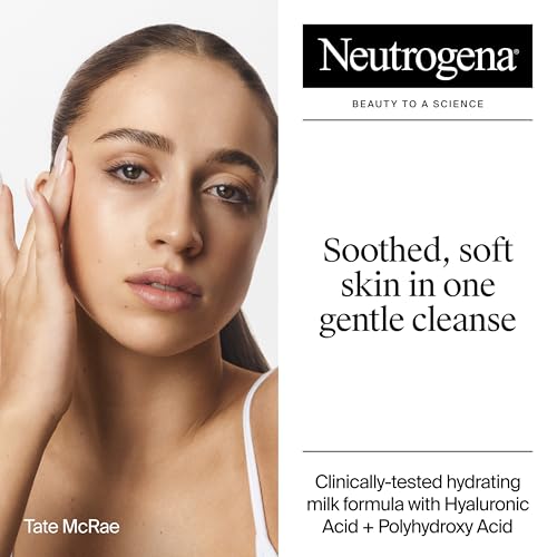 Neutrogena Hydro Boost Face Wash Soothing Milk Cleanser, Fragrance Free Hydrating Facial Cleanser With Hyaluronic Acid, Sensitive Skin Face Wash & Makeup Remover, 7.8 Fl Oz