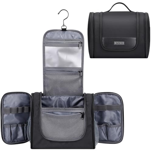 WITZMAN Toiletry Bag for Men Women Large Hanging Multi-organization Bathroom Bag Water-resistant Dopp Kit Shaving Bag Men(B690 Black)