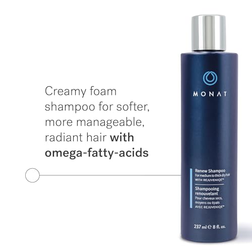 MONAT Renew Shampoo Infused with Rejuveniqe¢ç - Moisturizing Shampoo w/Omega Fatty Acids for Medium to Thick Hair. Shine-enhancing, Ultra-hydrating Lather for Dry Hair - Net Wt. 237 ml / 8.0 fl. oz.