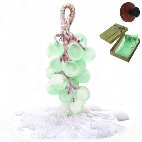 Grape Soap on a Rope, Grape-Shaped Decorative Handmade Soap with Light Fragrance, Enhances Bathroom Decor, Aesthetic Display & Gentle Hand Wash for Holiday & Housewarming Gifts (1, Gree)