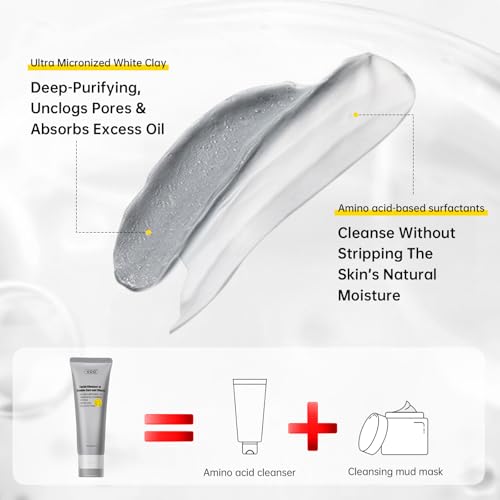 VGO Facial Cleanser, Daily Face Wash for Deep Pore Cleanser and Makeup Remover for Sensitive Oily Skin, Double Tube Design with Hyaluronic Acid, 3.52 Oz