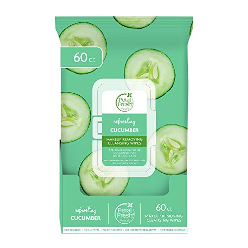 Petal Fresh Refreshing Cucumber Makeup Removing, Cleansing Towelettes, Gentle Face Wipes, Daily Cleansing, Vegan and Cruelty Free, 60 count