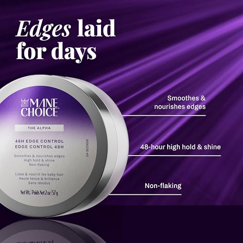 The Mane Choice The Alpha 48H Edge Control, 2 Oz, Smoothes & Nourishes Edges, Hair Gel for Coily, Wavy & Curly Hair, Infused with Pro-Vitamin B5, Aloe & Avocado Oil, Adds Brilliant Shine, Non-Flaking