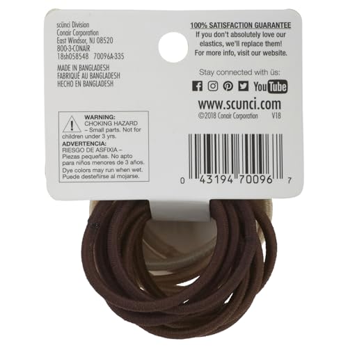 Scunci No-Damage Hair Elastics for Fine Hair, 15 Count ? Soft Stretch Ponytail Holders for Thin Hair, Brown & Blonde Hair Ties, Comfortable Grip, No Snag, Strong Hold, Everyday Hair Accessories