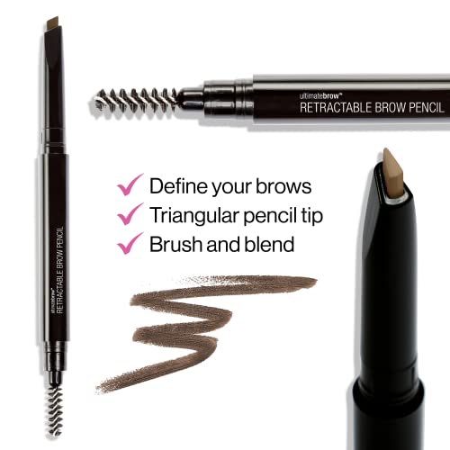 wet n wild Ultimate Eyebrow Retractable Definer Pencil, Dark Brown, Dual-Sided, Fine Tip, Shapes, Defines, Fills Brows Makeup (Pack of 2)