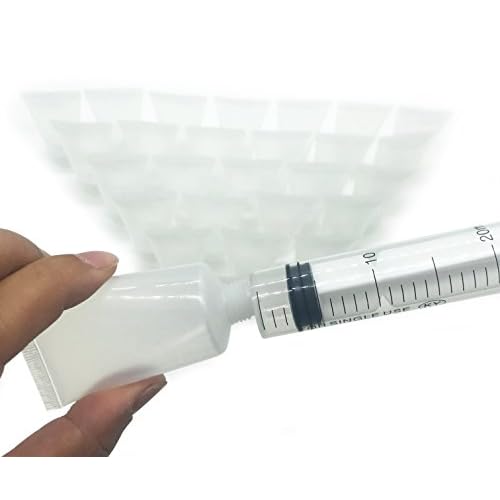 Mose Cafolo ~ 100pcs 30ml (1.01oz) Empty Cosmetic Tubes Toiletry Lotion Bottle with Screw Cover. Smooth, Polish White Plastic with Free Syringe as Gift!