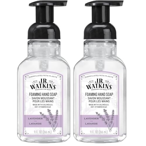 J R Watkins Foaming Hand Soap, Lavender, 9 fl oz (266 ml) (Pack of 2)