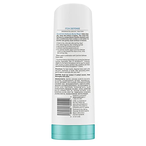 Curel Itch Defense Calming Daily Cleanser, Body Wash, Soap-free Formula, for Dry, Itchy Skin, with Hydrating Jojoba and Olive Oil, 10 Oz, Pack of 3
