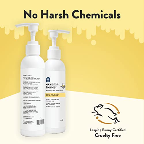 ECZEMA HONEY Oatmeal Facial Cleanser - Natural Eczema Face Wash Prevents Breakouts - Daily Gentle Face Cleanser for Dry, Itchy, Sensitive, & Irritable Skin (6 Oz)