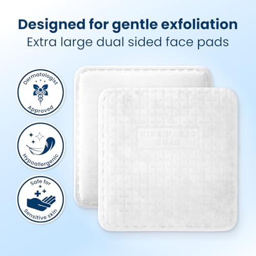 Clean Skin Club Clean©÷ Pads 2.0 [New & Improved Edges] Guaranteed Not to Shed & Tear, Unique Triple Layers, Textured Side & Ultra Soft Side, Organic Disposable Cotton, Pair with Makeup Remover 2 Pack