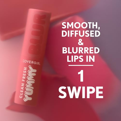 COVERGIRL Clean Fresh Yummy Blur Lipstick, Blurring Effect, Matte Lip Color, Fresh Pear Flavored, Vegan Formula - 140 Into the Blur (Mauvy Pink)