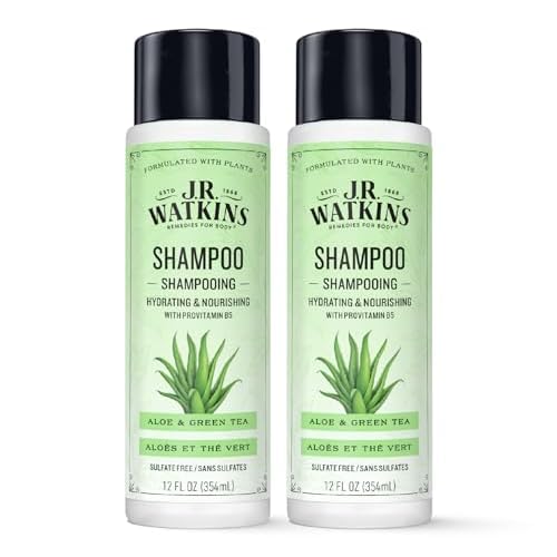 J.R. Watkins Daily Hydration Shampoo, Aloe & Green Tea - 12 fl oz (Pack of 2)