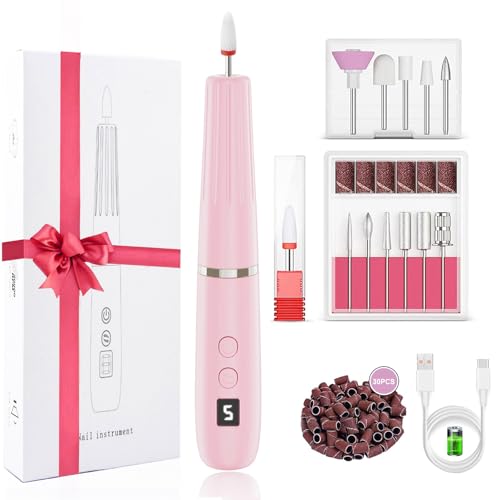 Electric Nail Filer, Professional Nail Drill Kit, Electric Nail Drill Kit, Portable File for Acrylic Gel Nails, Cordless Nail File Electric Manicure Pedicure Tools with Drill Bits for Home Salon