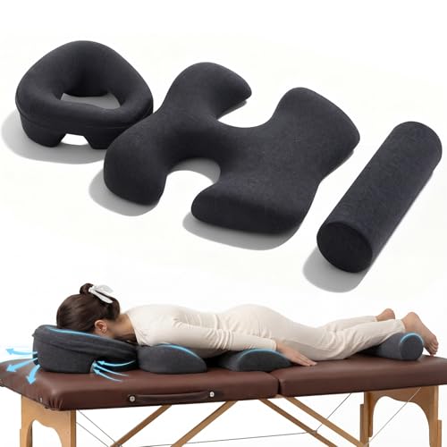Breast Pillow, Massage Face Down Pillow and Footrest Set, Women's Massage Bolster for Sleeping with Memory Foam Support and Non-Slip Bottom, Home Head, Chest and Foot Cushion for Spa, Bed