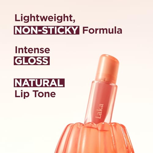 Laka Jelling Nude Gloss, 4.5g/0.15oz, Sheer Hydrating Lip Oil with No Stain, Non-Sticky, Nourishing Gloss for a Glowy Look, K-Beauty (#308 Rosaring)