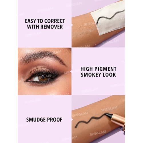 SHEGLAM Ez Glide Matte Eyeliner Pencil Highly Pigmented Black Smoky Eyes Pencil Smudge-Proof Long-Lasting Ultra-Fine Eyeliner Blendable Smooth Cat Eye Eye Make Up Black