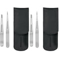 Tweezerman Petite Tweeze Set with Travel Case - Point and Slant Tweezers, Tweezers for Travel (Black Case), (Pack of 2)