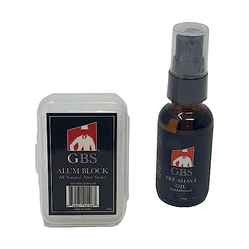 G.B.S Men's Shaving Set Five Blade Razor, Synthetic Brush and Razor Dual Stand, Ivory Shaving Mug with G.B.S Shave Soap Alum Block Travel Brush Tube and Pre Shave Oil