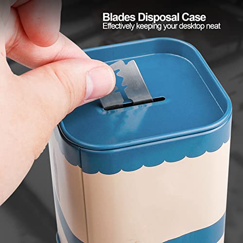 Blade Disposal Case, Razor Blade Bank, Iron Blade Disposal Case, Iron Detachable Cover Large Capacity Razor Blade Bank Storage Container Waste Blades Storage Box Top Opening Design for Barber Shop (Bl