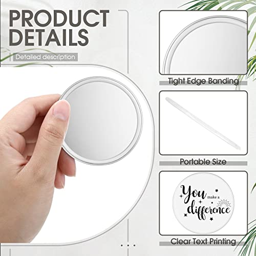 Hoolerry 48 Pcs Inspirational Compact Mirror Bulk for Women You Make a Difference Round Portable Mini Pocket Makeup Mirror for Employee Coworker Team Staff Group Member Gifts