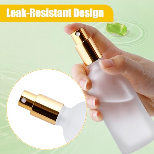 30 Pcs Glass Spray Bottle, 3.4 oz/ 100 ml Perfume Empty Bottles, Frosted Glass Spray Bottles, Refillable Clear Decorative Bottle with Gold Fine Mist Sprayer Pump for Face Body Travel