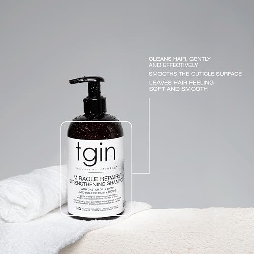 Thank God It's Natural tgin Miracle RepaiRx Strengthening Shampoo for Curly, Coily and Wavy Hair, with Black Castor Oil and Biotin, Repairs, Protects, and Restores Damaged Hair, 13 oz