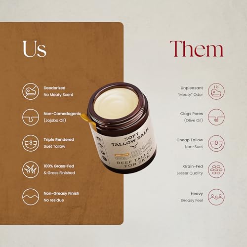 Beef Tallow for Skin - Tallow and Honey Balm For Face - Gift Ready - Tallow Face Moisturizer - Beef Tallow Moisturizer - Tallow Balm - Grass Fed Beef Tallow For Skin - Tallow Face Cream Lotion