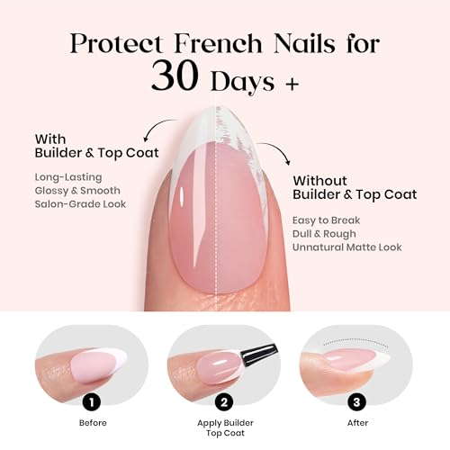 Beetles Pre-French Tips Gel Nail Tips - Pink Short Square Press On Nails,15 Sizes 150 Pcs 4 in 1 Nails Tip