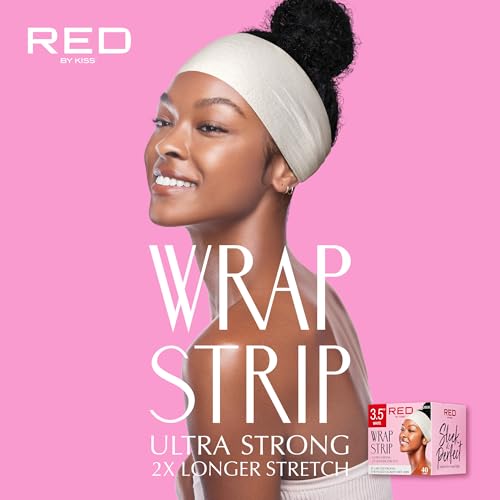 Red by Kiss Hair Wrapping Strip, Ultra Strong 2X Longer Stretch, 40 Strips, Suitable for Wet/Dry Hair, White, Styling Paper for Sleek Hairstyles (3.5", White, 1 Pack)