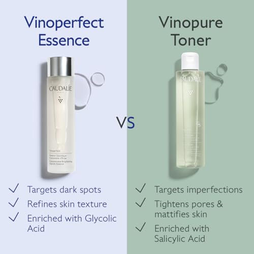 Caudalie Vinoperfect Brightening Essence, Glycolic Acid Exfoliating Toner for Radiance