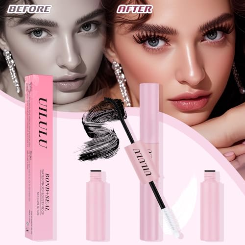 Lash Bond and Seal - 2-in-1 Lash Glue (5ml) & Sealer (5ml) for DlY Lash Extensions at Home, Waterproof Eyelash Adhesive for Cluster& Individual Lashes, Black Bond Eyelash Glue with Strong Hold