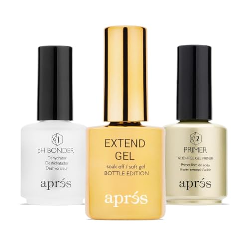 APR?S Gel-X¢ç Professional Nail Extension Bundle - Gold Bottle Extend Gel, pH Bonder, Non-Acidic Primer, 15 ml Set