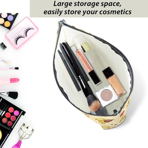 1Pcs Cute Winnie Decor Gift for Women, Classic Winnie Makeup Bags, the Pooh Make Up Pouch with Zipper, Yellow Travel Make Up Pouch, Perfect for Women Girls Birthday Gifts
