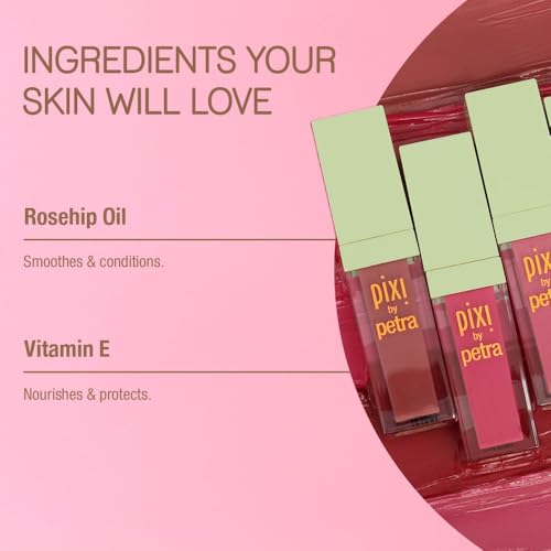 Pixi Beauty MatteLast Liquid Lip | Long-Wearing Matte Lip Color with Rosehip Oil | Hydrating & Comfortable | Precision PixiPetal Applicator | Fresh Pink | 0.24 oz/6.9 g