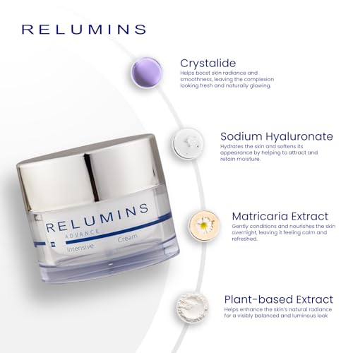 Relumins Advance Intensive Repair Night Cream with Hyaluronic Acid, Peptides & Plant Extracts, Spring Glow Essentials ? Deep Hydration, Smooth, Radiant & Firm Skin Overnight ? 50g
