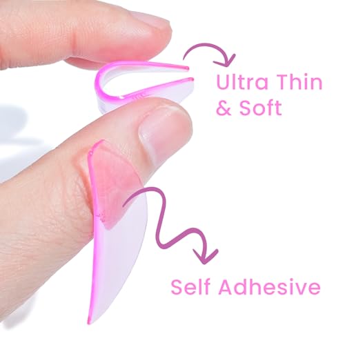 Libeauty 1mm Ultra Thin Flat Lash Lift Shields, Korean Lash Lift Pads for Step 1 Softening Only, Self Adhesive Glueless Silicone Lash Rods with Storage Case, Professional & DIY Supplies, Pink