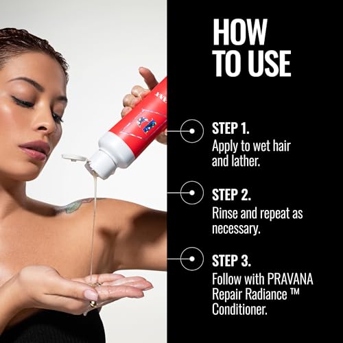 Pravana Repair Radiance Shampoo | Strengthens, Protects, Restores | For Damaged, Color Treated Hair | Reduces Breakage & Split Ends | Chromasilk Enhances Shine & Protection | Vegan | Paraben Free