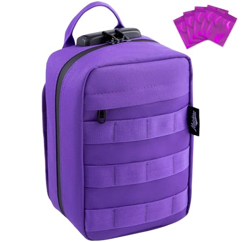 Small Storage Bag with Combination Lock Carbon Lined Tactical Molle Box Medicine Money Cosmetic Organizer Case Great Christmas Gifts for Men Women