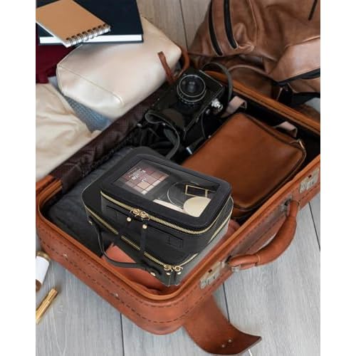 Clear Toiletry Bag Set for Women, Transparent Travel Makeup Case Portable Skincare Cosmetic Bag with Zipper Waterproof Makeup Pouch Car Organizers Car Accessories for Essentials (Dual Black)
