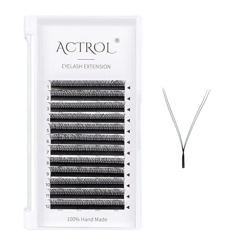 YY Lashes Extension Professional Grade Black 0.07mm C Curl 9mm Volume Individual YY Eyelashes Extension Y Shaped Soft Eyelashes Thin Root Easy Fan Making for Lash Artists