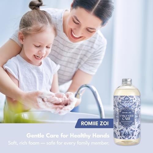 ROMIIE ZOI Liquid Hand Soap Refills Gift Set ? Unscented ? 3 x 26 Fl Oz Bottles ? Plant-Based, Non-Toxic, Fragrance-Free & Gentle Moisturizing Formula ? for Sensitive Skin, Bathroom, Kitchen